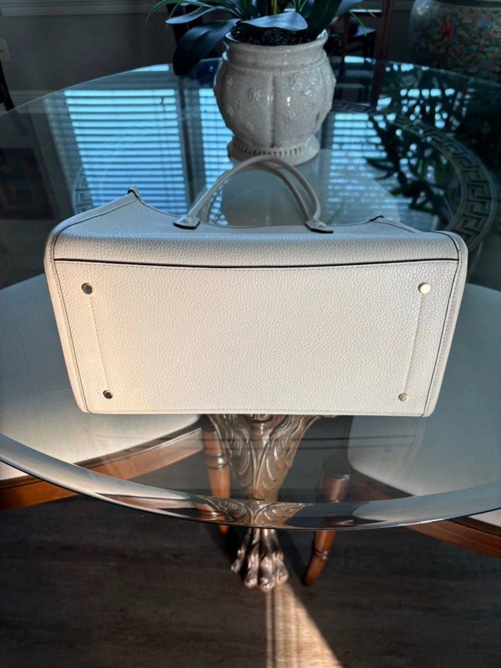 ♠️♠️KATE SPADE NEW YORK IVORY ELLA EMBOSSED LOGO PEBBLED LEATHER BAG!